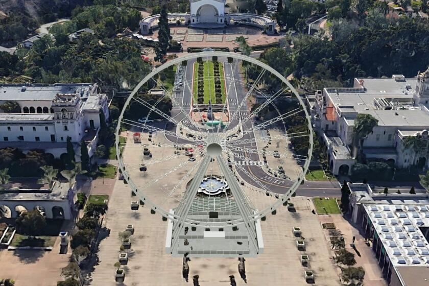 A conceptual rendering of the proposed observation wheel shows the 148-foot attraction