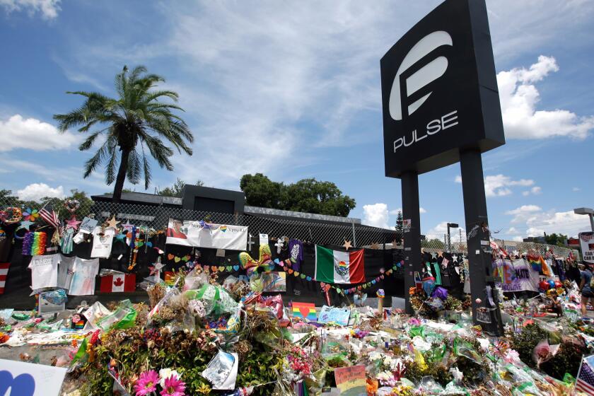 A makeshift memorial outside the Pulse nightclub in Orlando, Fla.