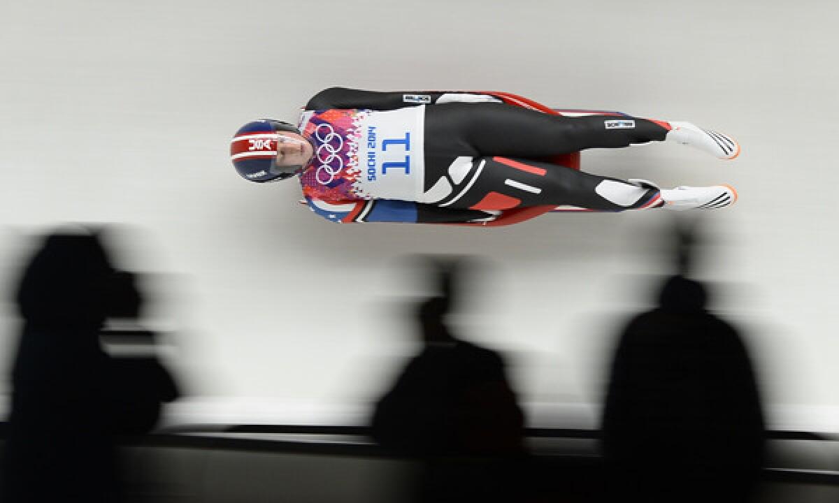 American Erin Hamlin competes takes her first competitive luge run at the 2014 Sochi Winter Olympic Games on Monday. Hamlin is hoping to medal in the event Tuesday.