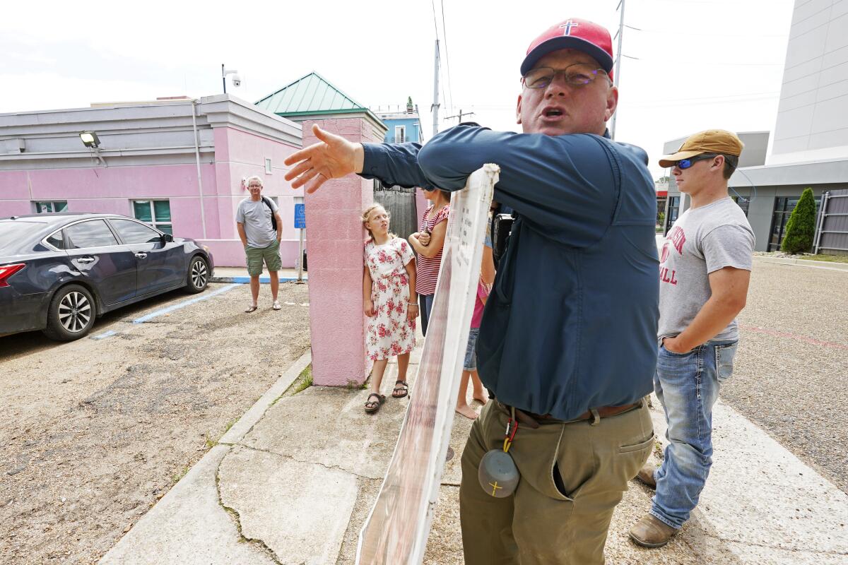 Abortion rights opponent Coleman Boyd outside a women's clinic in Jackson, Miss.
