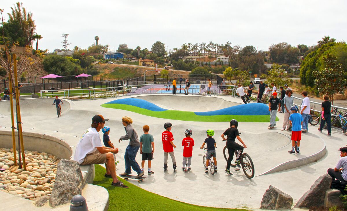 The new Olympus Park features a pump track for bikes, skateboards and scooters.