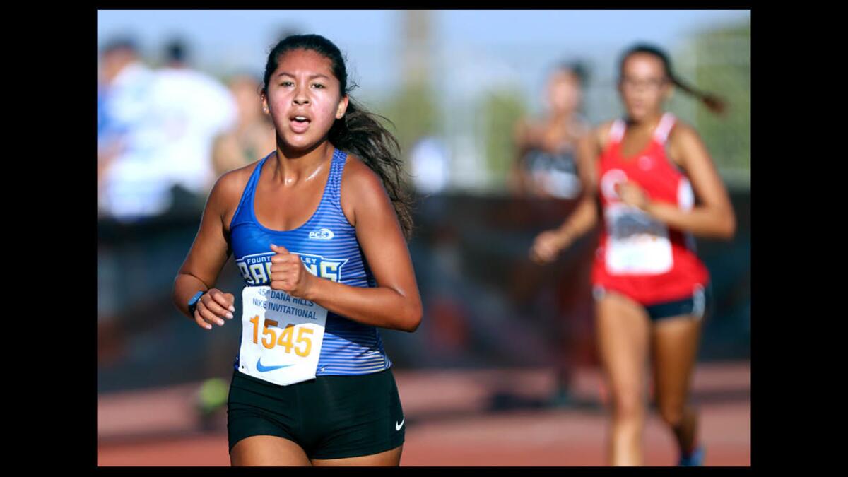 Fountain Valley High's Maddie Jahshan, shown here competing in the 2018 Dana Hills Invitational, helped lead the Barons to a eighth-place team finish at this year's Dana Hills Invitational.