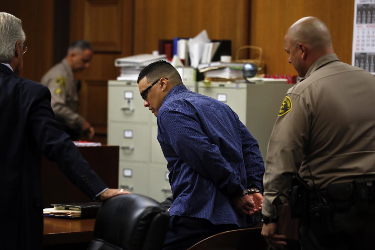 Joseph Mercado is brought into court for his murder trial at Los Angeles County Superior Court in Norwalk in November. He was sentenced to death Friday.