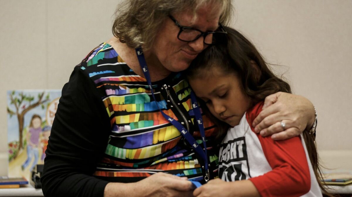 Teacher Maryellen Whittingham was worried about Giuliana Tapia, 5, who entered her kindergarten class at the Telesis Academy in West Covina far behind other students, unable to recognize letters or sing the alphabet.