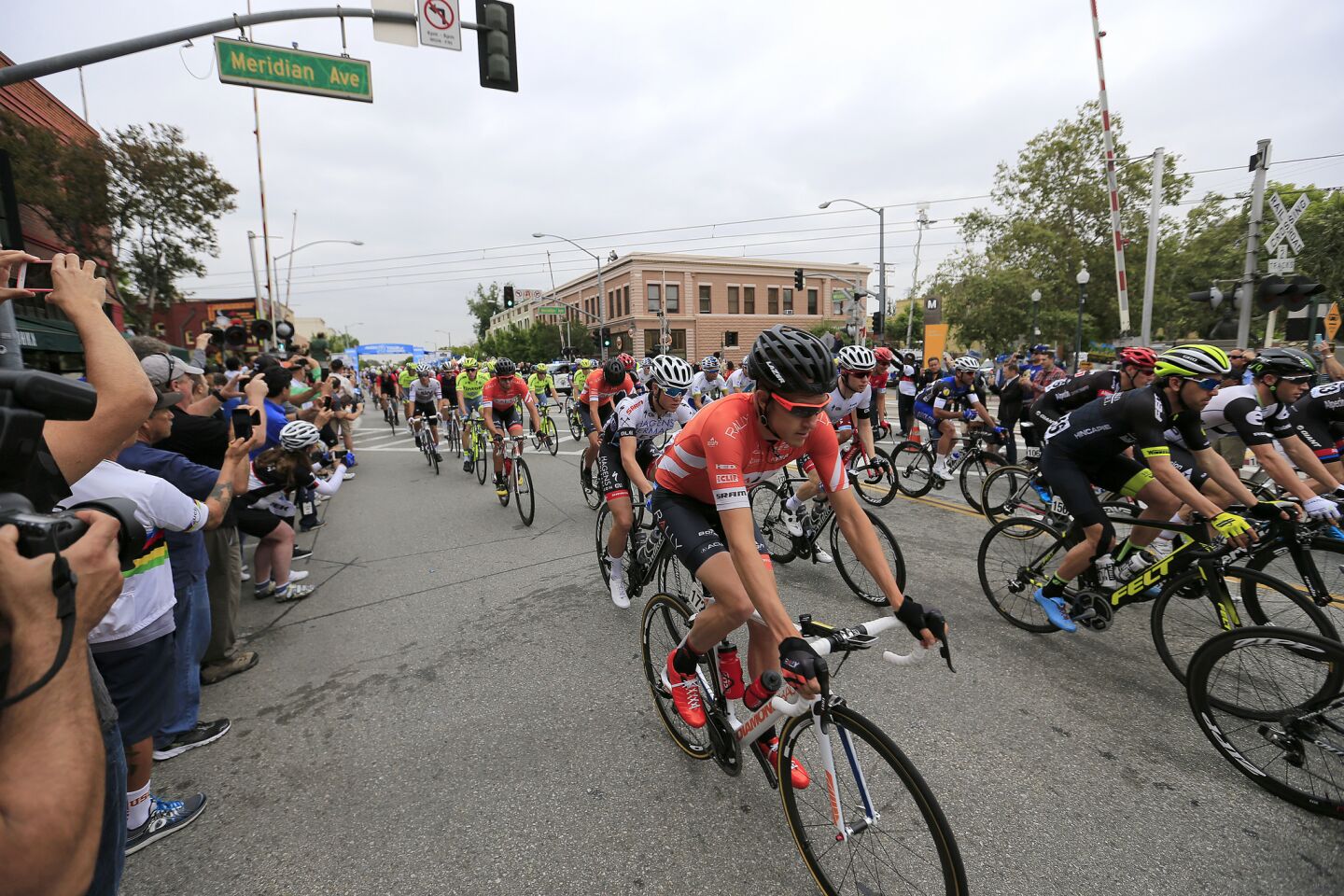 Racers start the stage 2 ride of the Amgen Tour of California, from the first-time host city of South Pasadena to the veteran host city of Santa Clarita, on May 16.