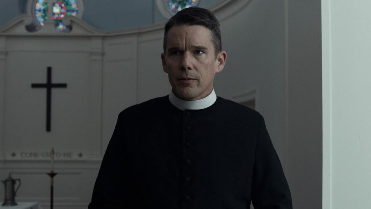 Ethan Hawke in a scene from "First Reformed."