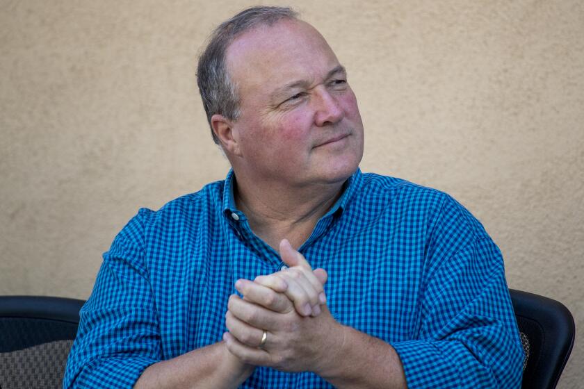 Newport Beach, CA - September 26: Scott Baugh, candidate for California's 47th Congressional District, joins Republican National Committee (RNC), the California Republican Party (CAGOP) and top Orange County Republican Candidates during a rally ahead of the November elections in Newport Beach Monday, Sept. 26, 2022. (Allen J. Schaben / Los Angeles Times)