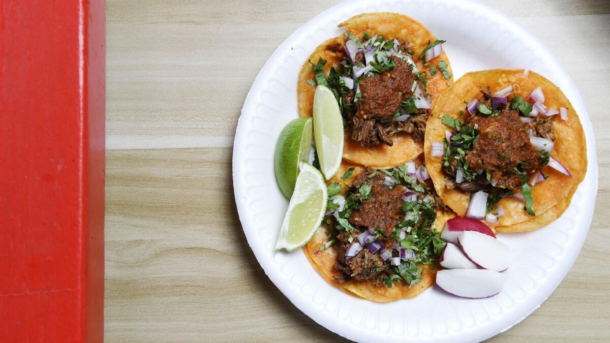 The red birria tacos at Teddy's Red Tacos. The restaurant will participate in a special taco event at this year's Night Market celebration during Food Bowl.