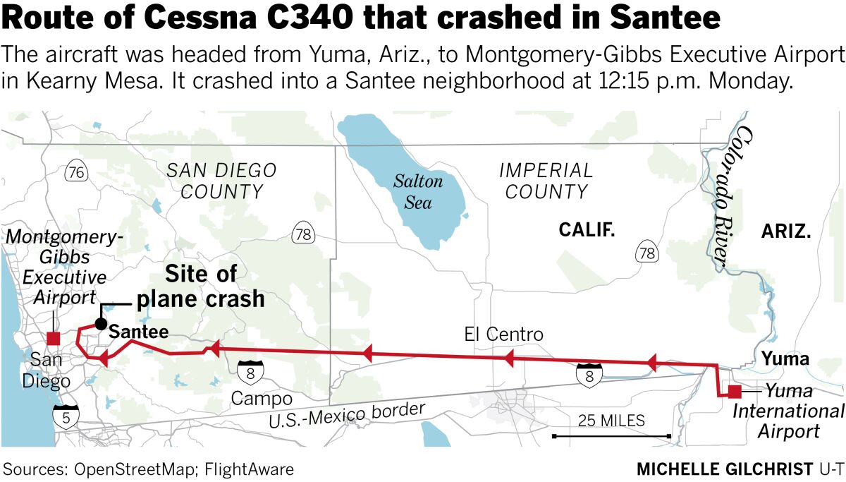 Route of crashed Cessna