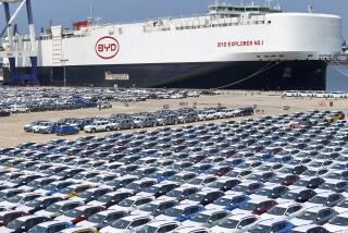 BYD's first car carrier ''BYD Explorer 1'' is loading cars for export at Yantai Port in Yantai, Shandong province, China, on July 5, 2024. According to the data of the General Administration of Customs organized by the China Association of Automobile Manufacturers, in the first five months of this year, China's total vehicle exports are reaching 2.446 million, an increase of 26.6%; exports are reaching 46.43 billion US dollars, up 19.9 percent year on year. (Photo by Costfoto/NurPhoto via AP)