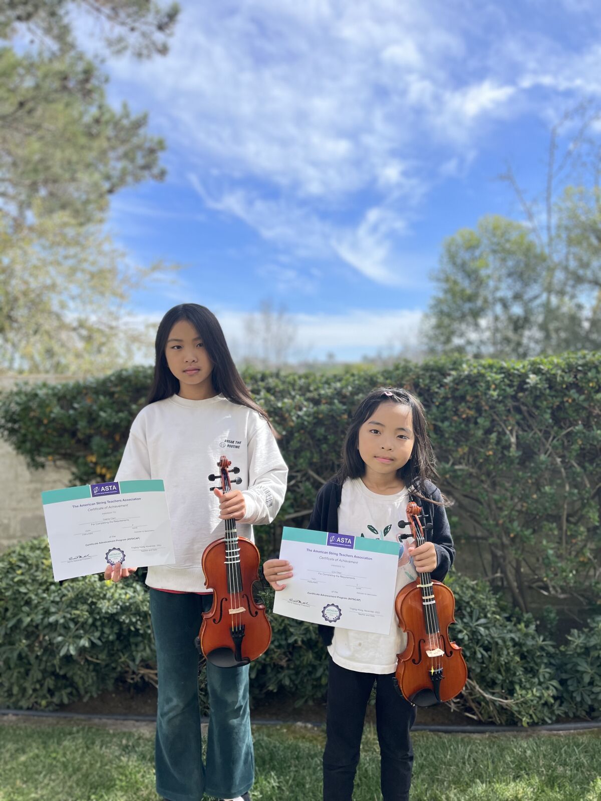 Gianna Chen and Julia Chen with their 2023 King’s Peak International Music Competition.