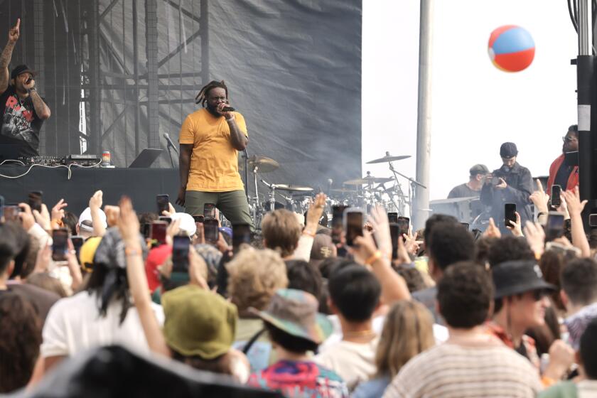 SAN DIEGO, CA - MAY 10, 2024: T-Pain performs during opening day of the Wonderfront Music and Arts Festival, a three day event, at the Embarcadero Marina Park North in San Diego on Friday, May 10, 2024.