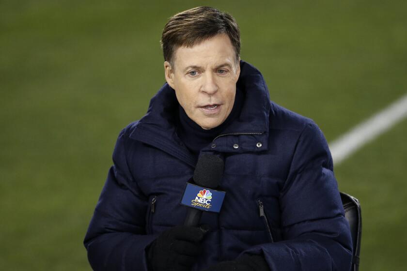 NBC's Bob Costas speaks during a broadcast before an NFL football game between the Philadelphia Eagles and the Arizona Cardinals, on Dec. 20.