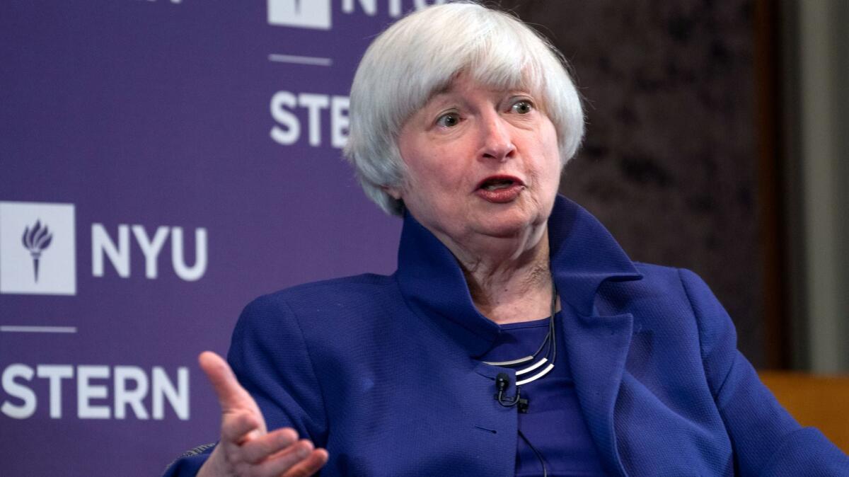 Federal Reserve Chair Janet L. Yellen speaks at New York University on Tuesday.