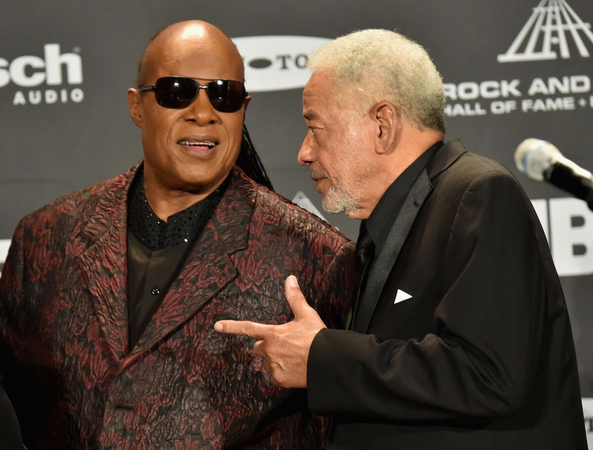 Stevie Wonder, left, and Bill Withers