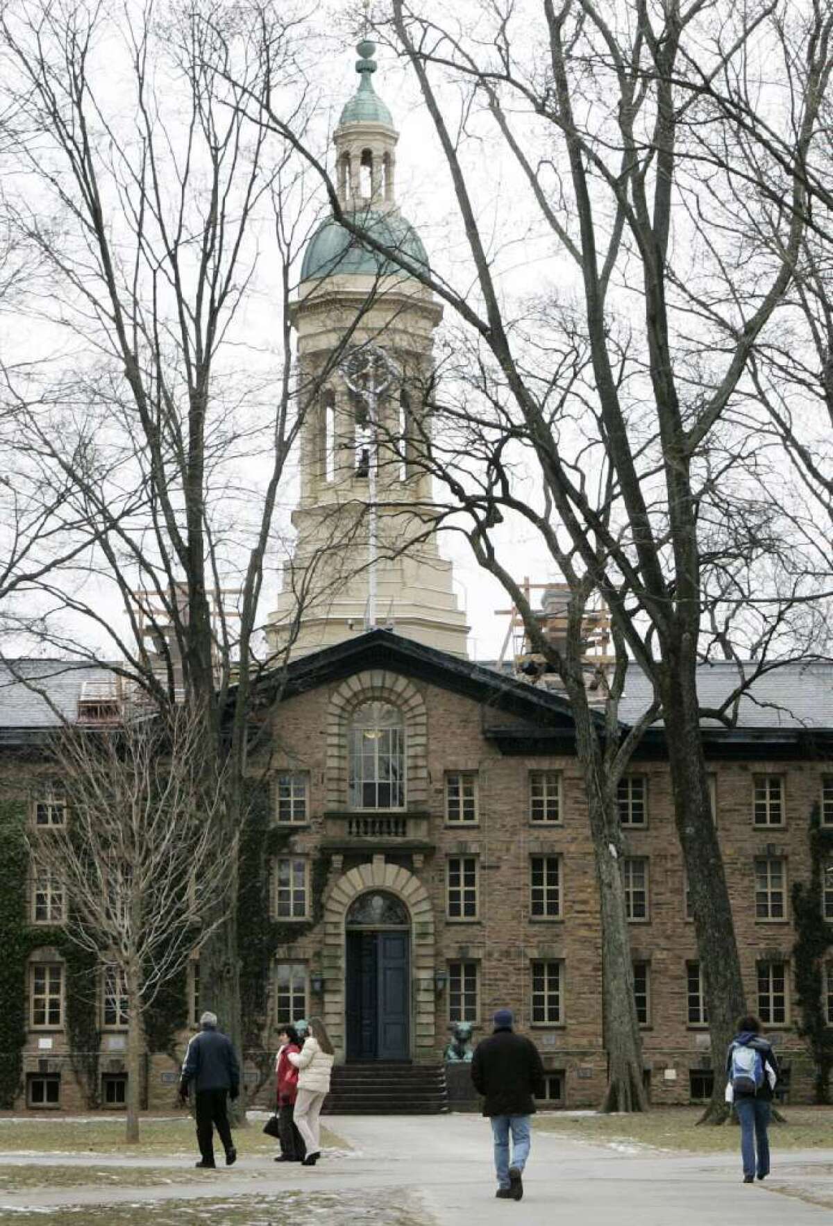 Nassau Hall at Princeton University; alum Susan Patton, the "Princeton Mom," advises marriage-minded women students to spend 75% of their time on campus looking for a suitable spouse.