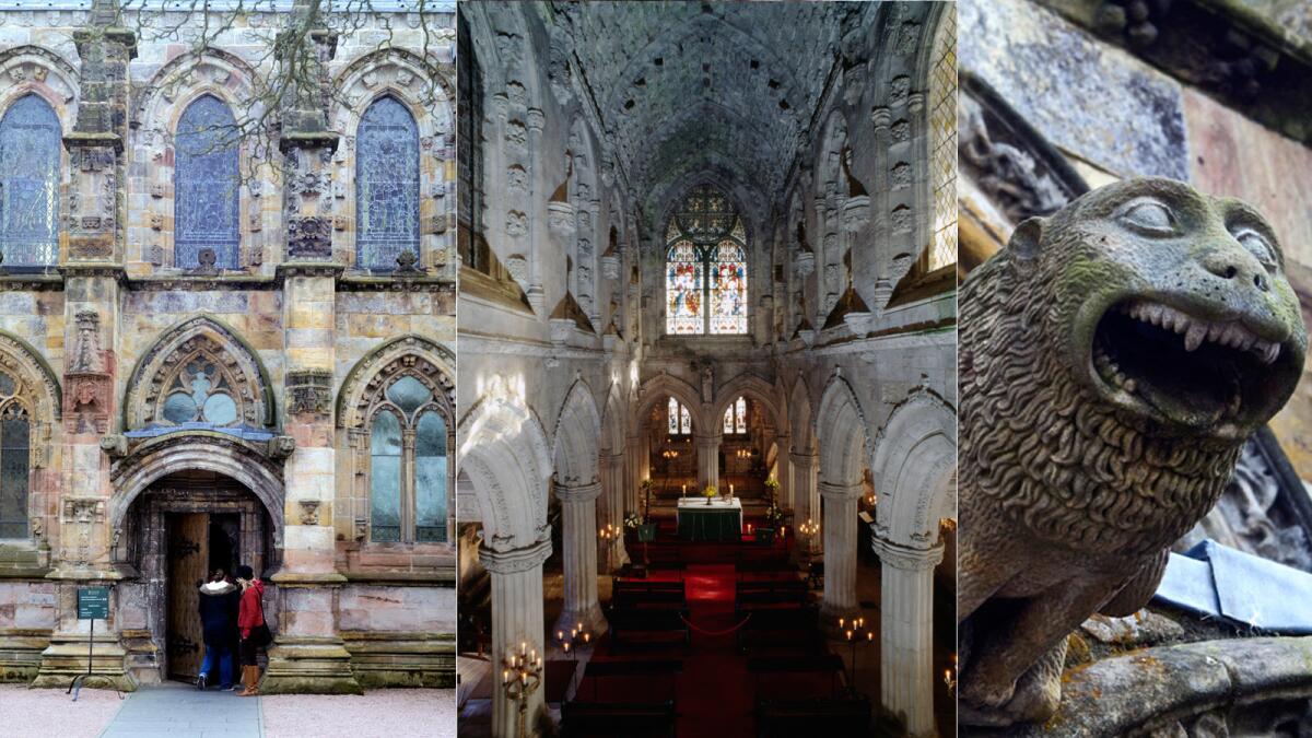 Rosslyn Chapel, a 15th century building outside Edinburgh, Scotland, includes a diverse collection of animals carved in stone.