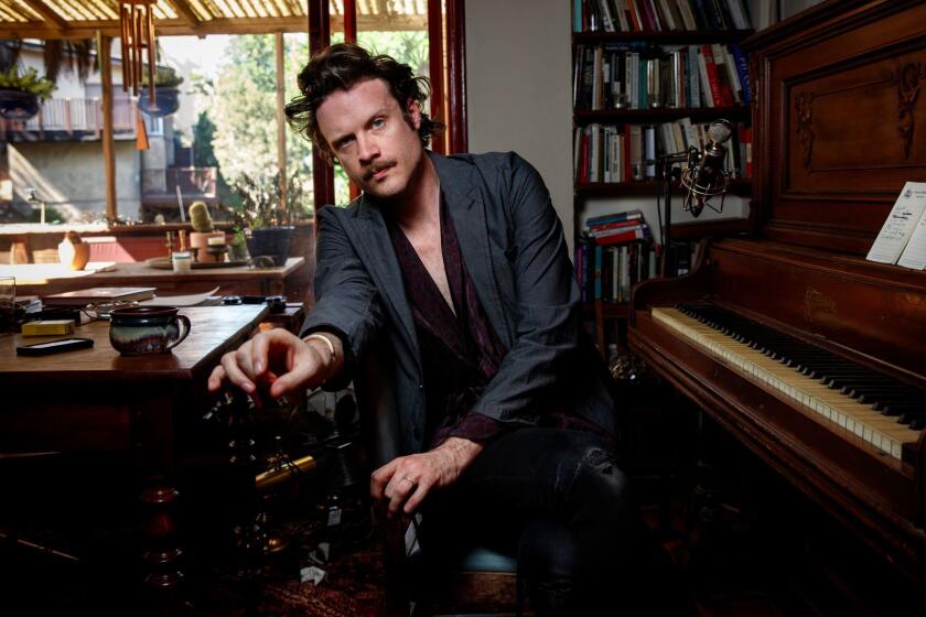 LOS ANGELES, CA--MARCH 13, 2017-- Singer Joshua Tillman, known by his stage name "Father John Misty," sits for a portrait inside his Los Angeles, CA, home, March 13, 2017. Tillman has a new album, "Pure Comedy," and is set to play Coachella next month. (Jay L. Clendenin / Los Angeles Times)