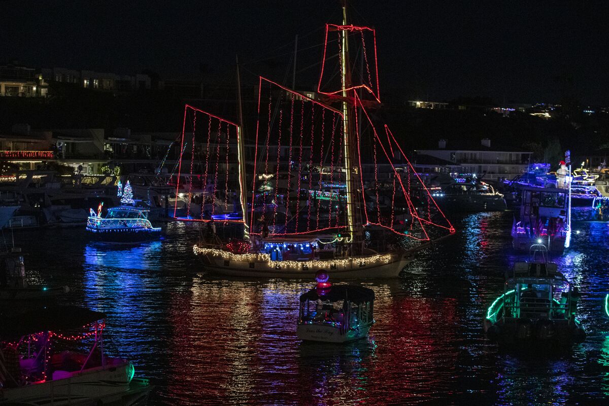 The Mayflower makes a turn at the Balboa Island Bridge.