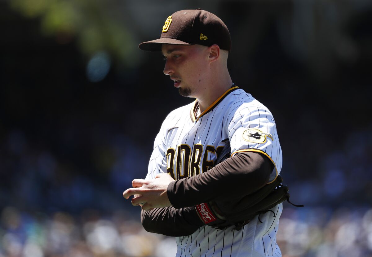 Padres pitcher Blake Snell was looking for answers during last week's game against Oakland at Petco Park.