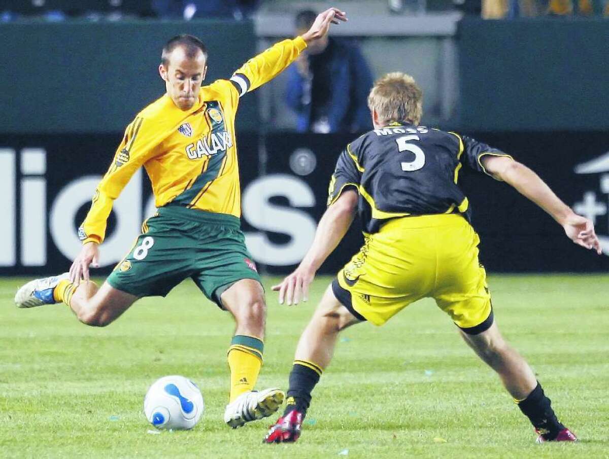 Pete Vagenas, left, in his playing days with the Los Angeles Galaxy.