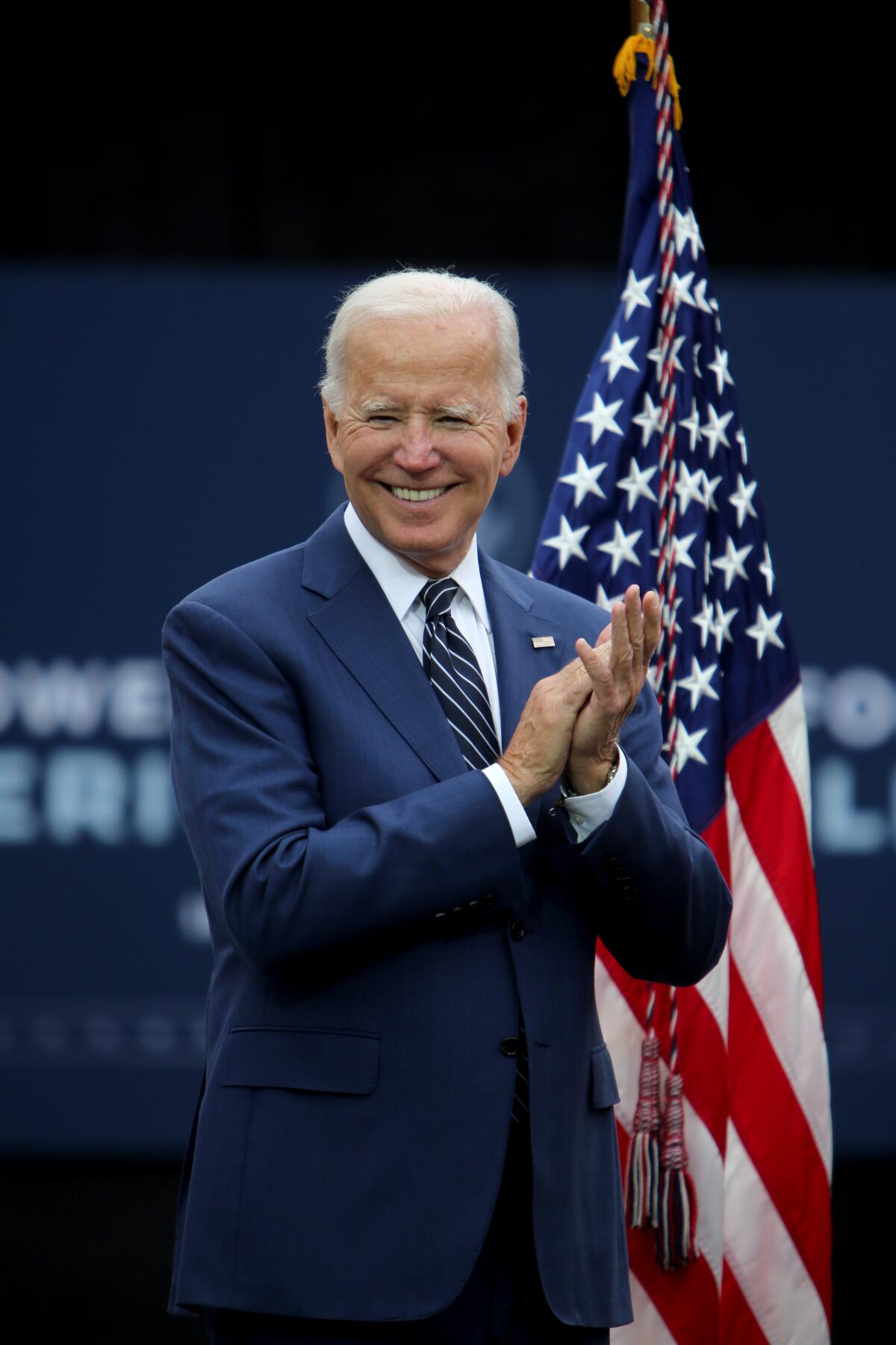 President Joe Biden spoke on lowering costs for families at Irvine Valley College on Friday.