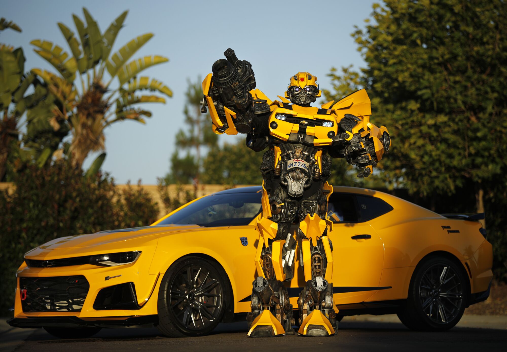 Justin Wu wears his B-127 costume, also known as Bumblebee from the "Transformer" series