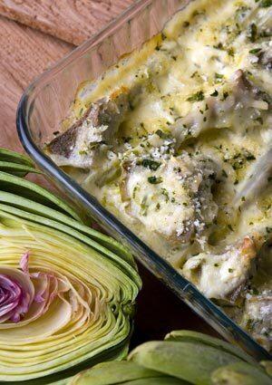 Artichoke and green garlic gratin