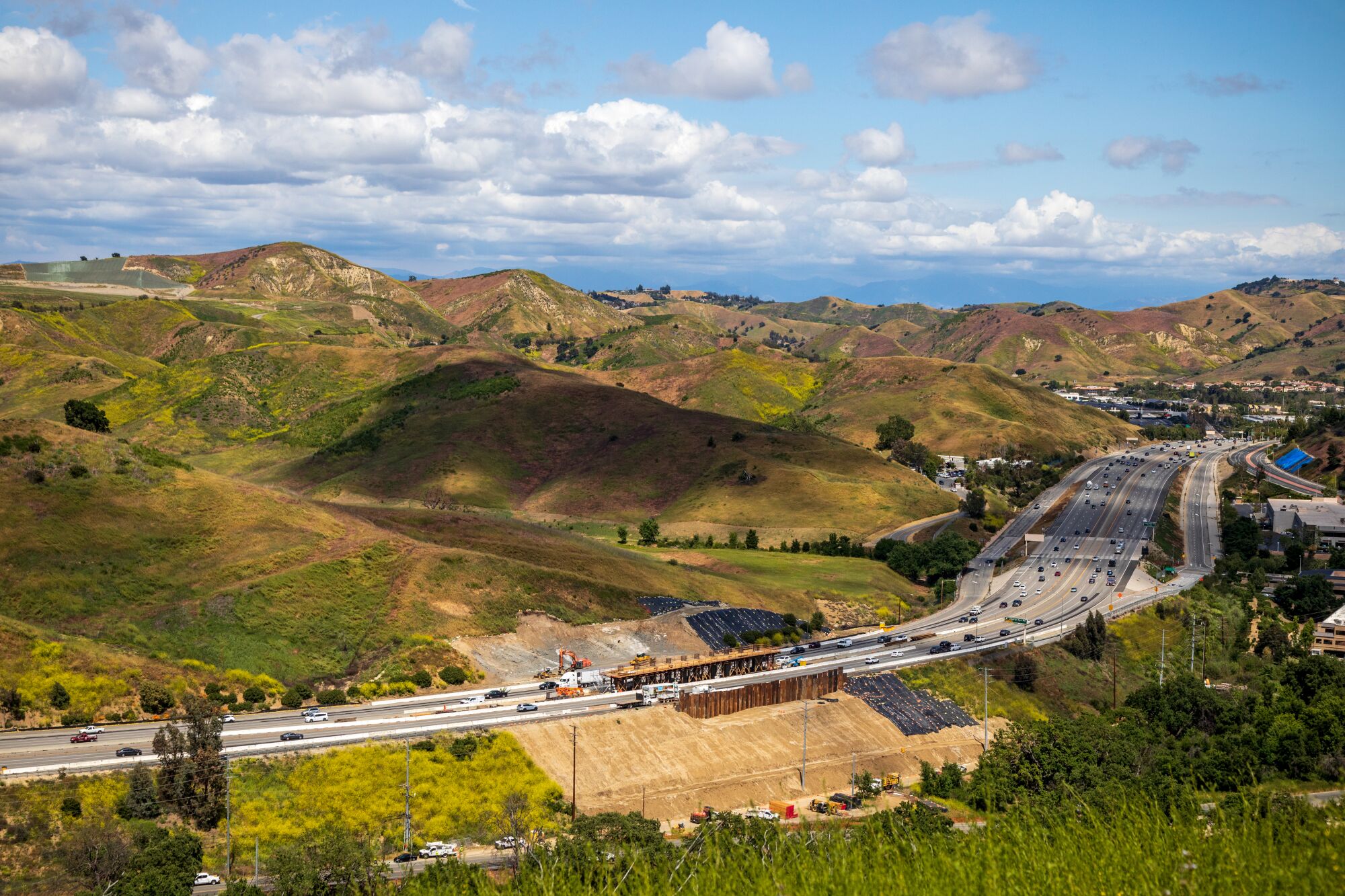 View of the Wallis Annenberg Wildlife Crossing Development over the 101 FWY.