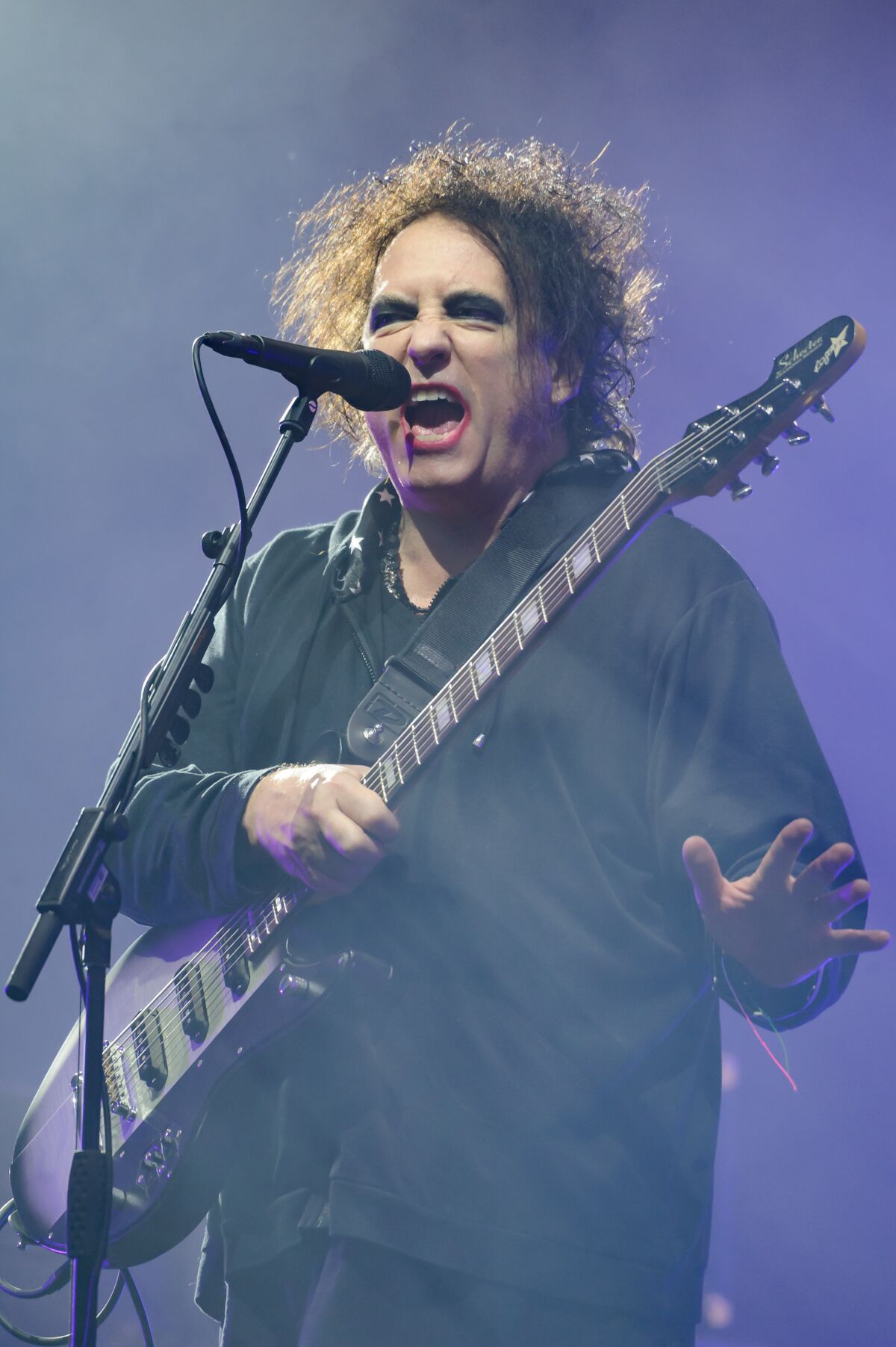 The Cure's Robert Smith at the Glastonbury Festival on June 20.
