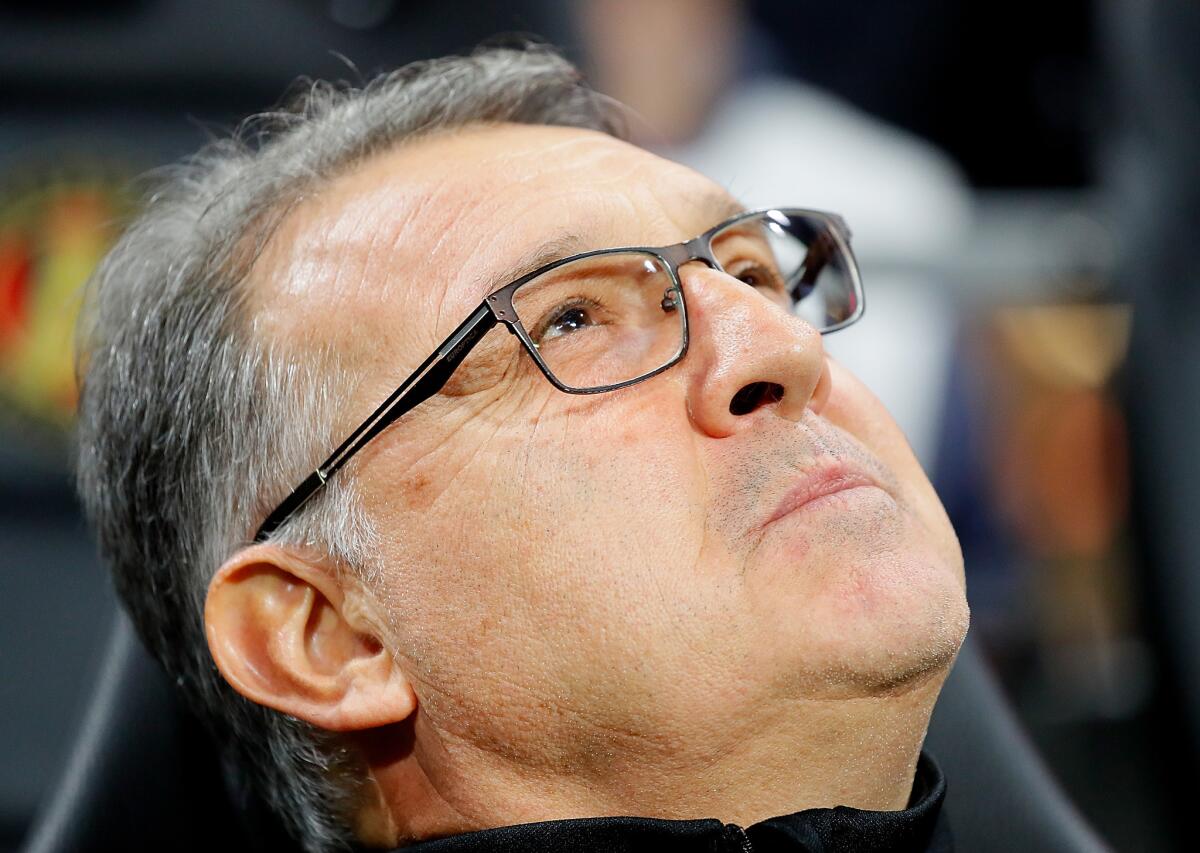 Gerardo Martino of the Atlanta United looks on prior to the MLS Eastern Conference Finals between Atlanta United and the New York Red Bulls at Mercedes-Benz Stadium on November 25, 2018 in Atlanta, Georgia. (Photo by Kevin C. Cox/Getty Images) ** OUTS - ELSENT, FPG, CM - OUTS * NM, PH, VA if sourced by CT, LA or MoD **