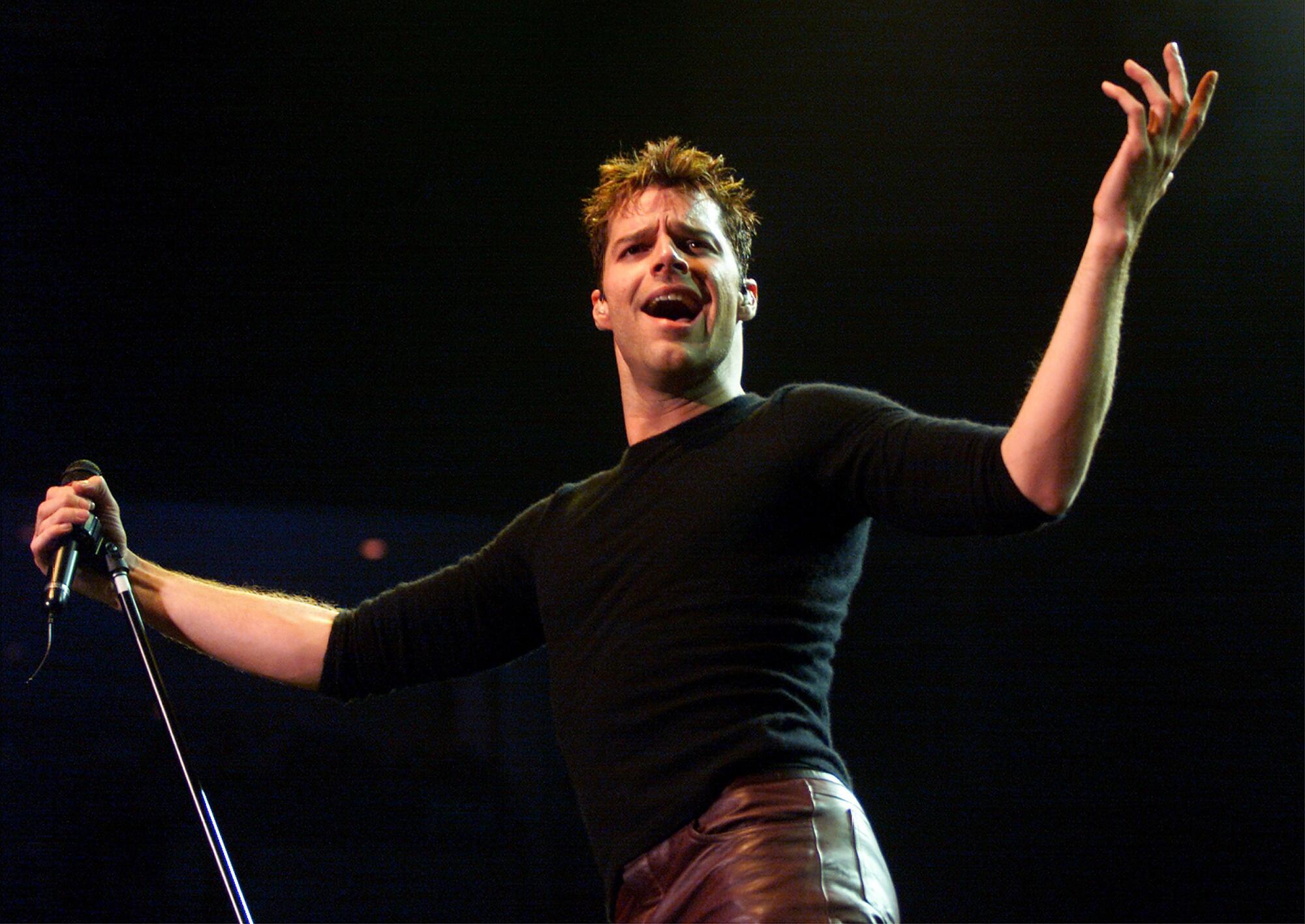 Latin pop star Ricky Martin performs during a concert  in Las Vegas in 1999.