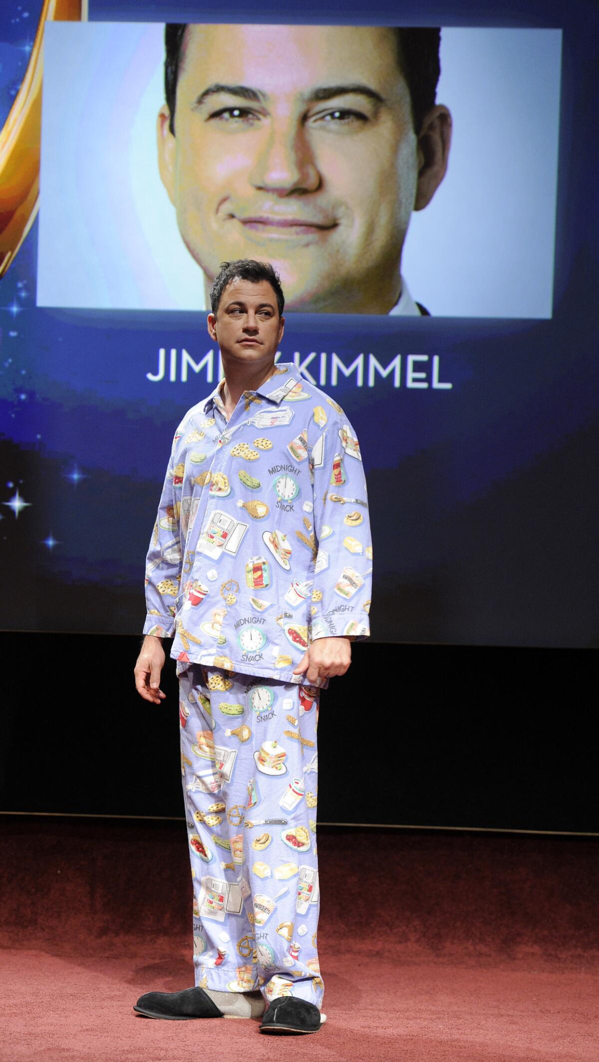Jimmy Kimmel wore pajamas and slippers to announce the nominations for the Emmy Awards.