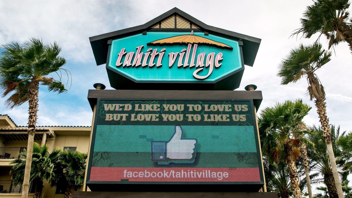The entrance to Tahiti Village Resort in Las Vegas.