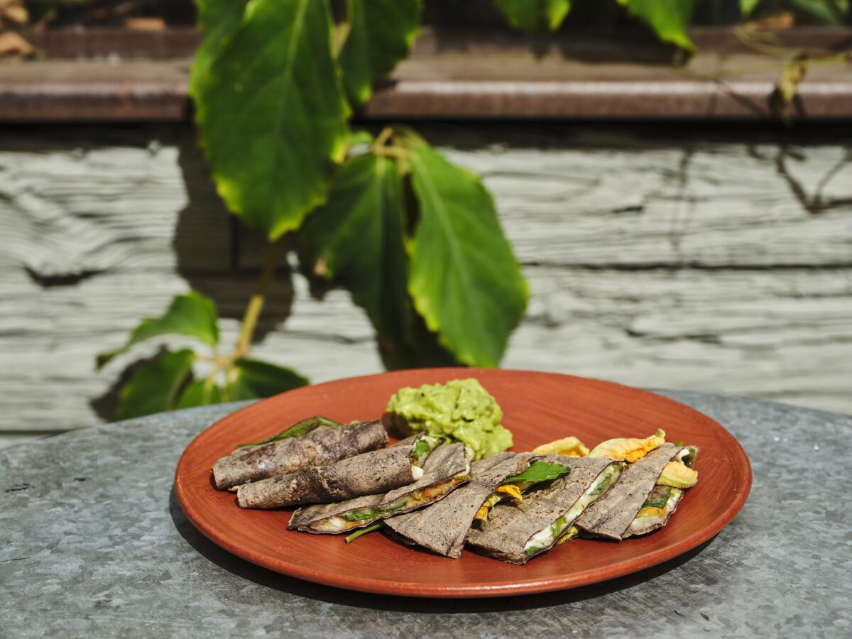 Squash blossom quesadilla at Valle in Venice.