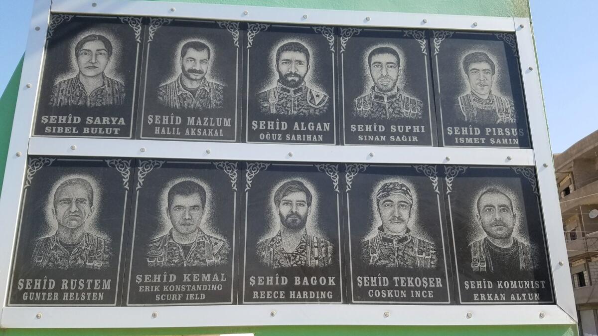 So many Western volunteers, including Americans, have fought and died alongside Kurdish volunteers battling Islamic State in eastern Syria that a memorial to them has been erected in the northeastern city of Qamishli.