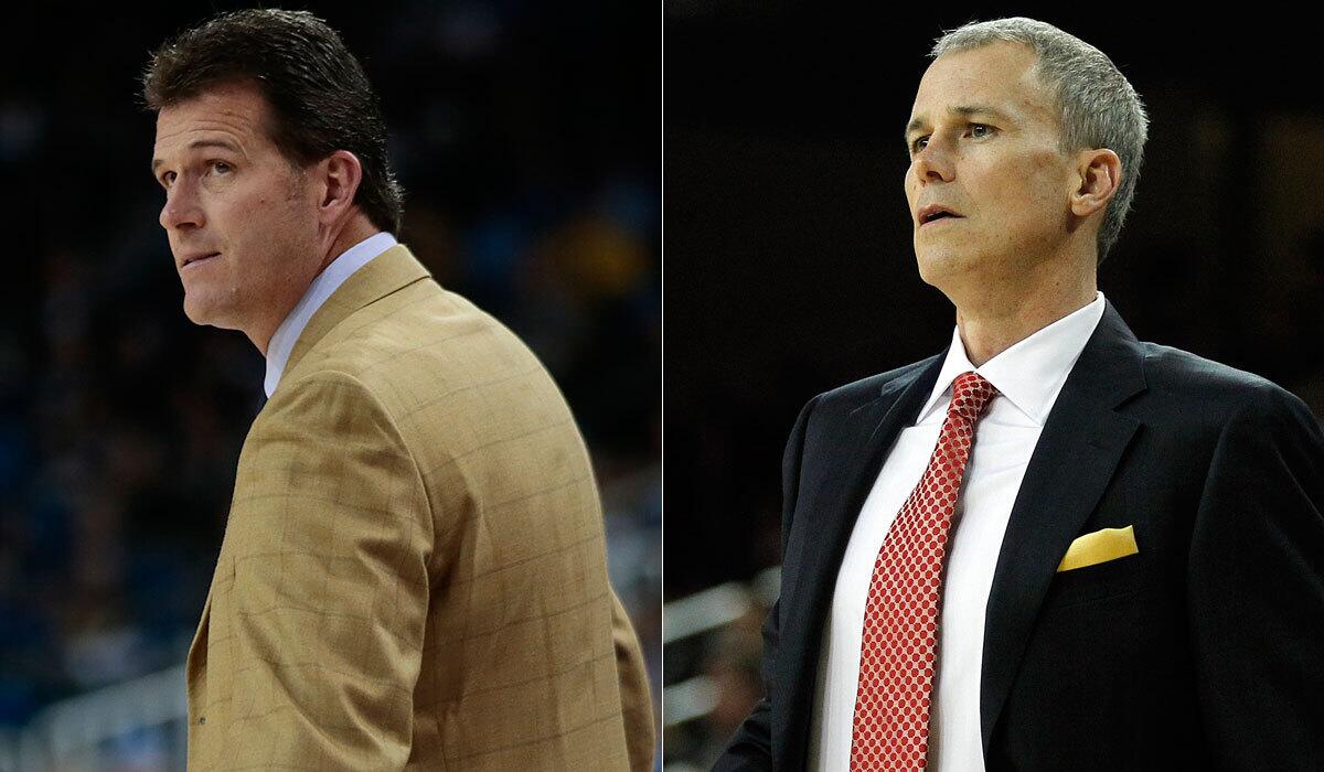 UCLA's Steve Alford, left, and USC's Andy Enfield