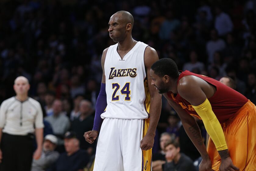 Lakers forward Kobe Bryant shows his frustration moments after missing a potential game-tying three-point shot in a loss to the Pacers.