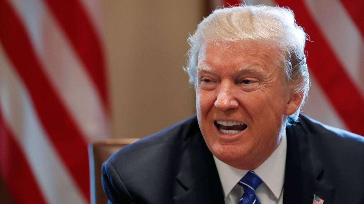 President Donald Trump speaks in the Cabinet Room of the White House in Washington on Sept. 12.