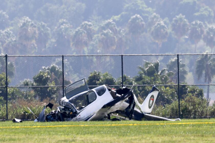 A single-engine plane crashed onto a soccer field in the San Pedro area on Monday Sept. 25, 2023
