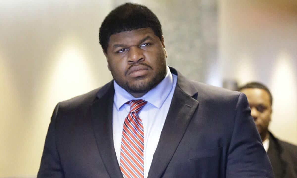 Former Dallas Cowboys defensive tackle Josh Brent arrives in court for closing arguments in his intoxication manslaughter trial on Tuesday. Brent was found guilty Wednesday.