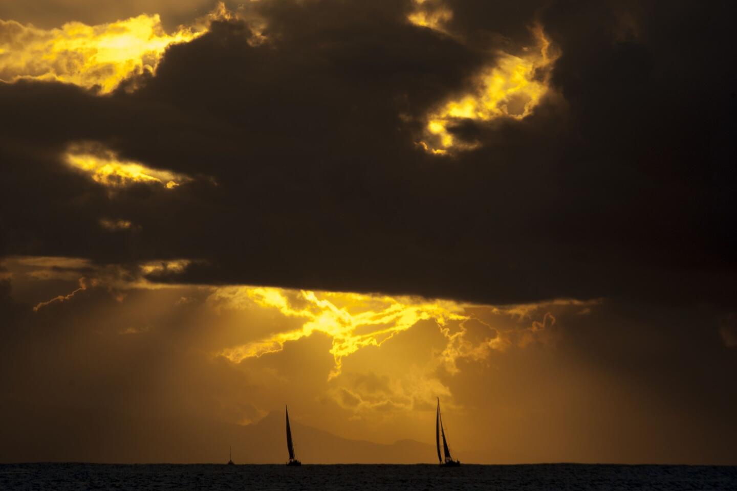 Sailing at sunset in Bora Bora, Tahiti