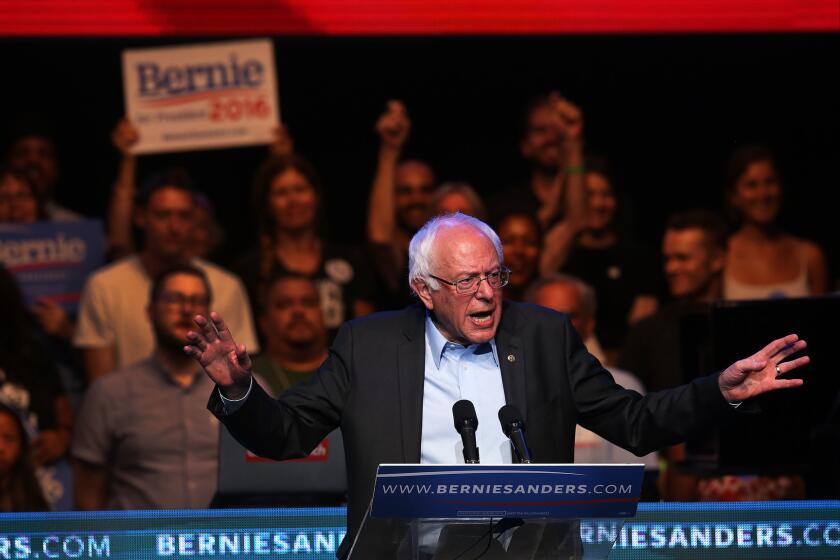 Democratic presidential candidate Bernie Sanders addresses supporters at the Avalon Hollywood.