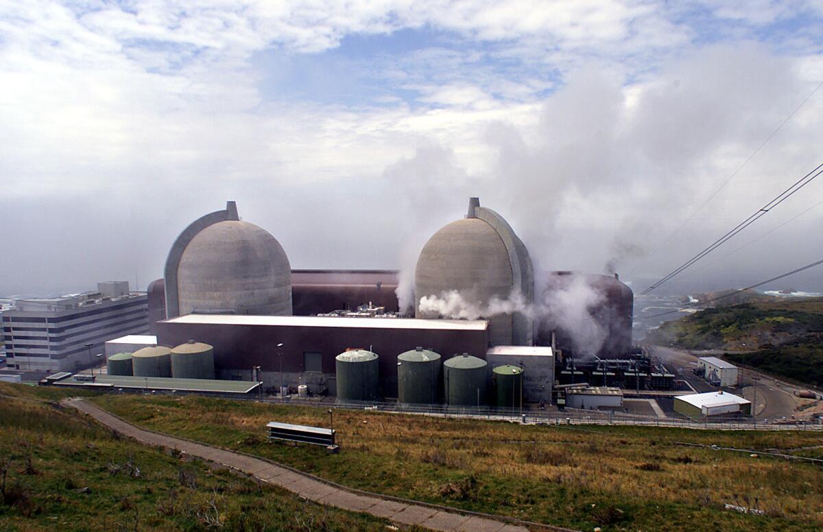 The Diablo Canyon power plant is shown after an electrical fire caused a shutdown of one of its two reactors in May 2000.