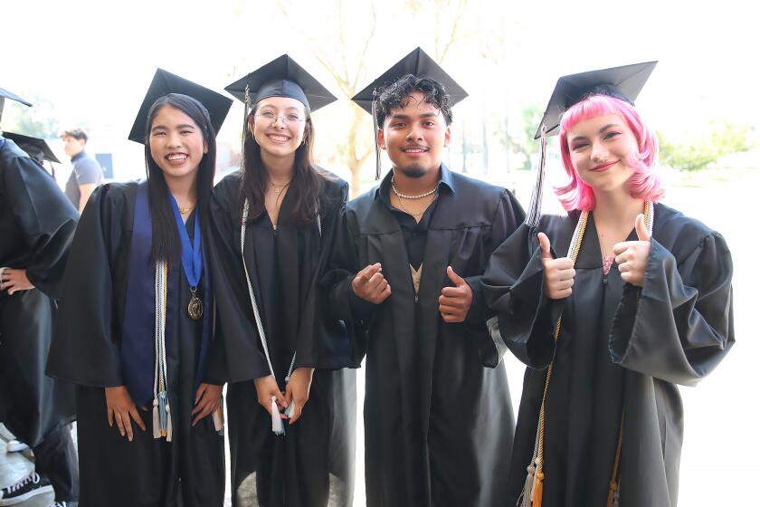 Happy graduates Dalena Tang, Jamila Toumi, Yandel Urbano, and Gracelyn Valencia