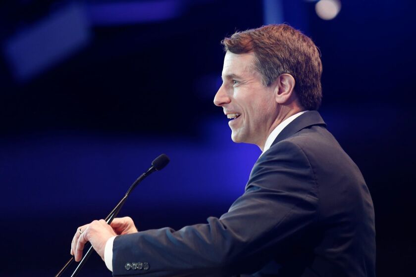 California Insurance Commissioner Dave Jones speaks during the California Democratic Party 2015 State Convention on Saturday, May 16, 2015 in Anaheim, Calif. California Democrats are meeting Saturday and Sunday in Anaheim for the party's annual convention, including candidates for national Senate and Presidential elections. (Patrick T. Fallon/ For The Los Angeles Times)