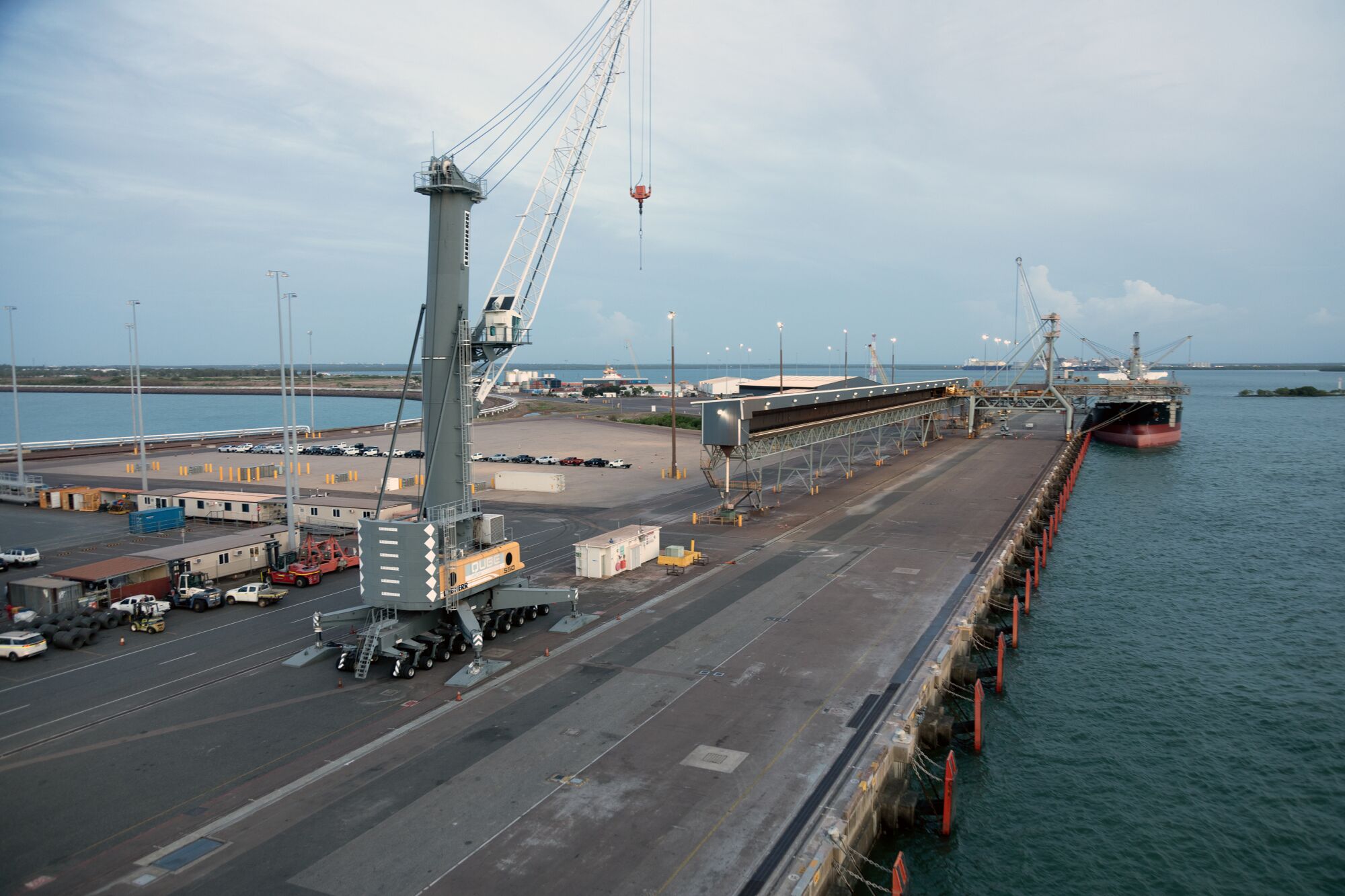 Crane hanging over Darwin Port in Darwin, Australia