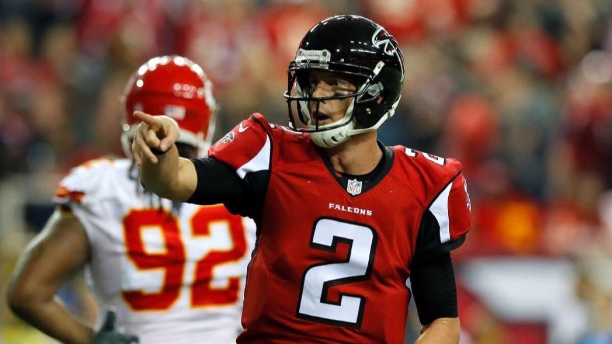 Falcons quarterback Matt Ryan reacts after throwing a touchdown pass against the Chiefs during a game on Dec. 4.