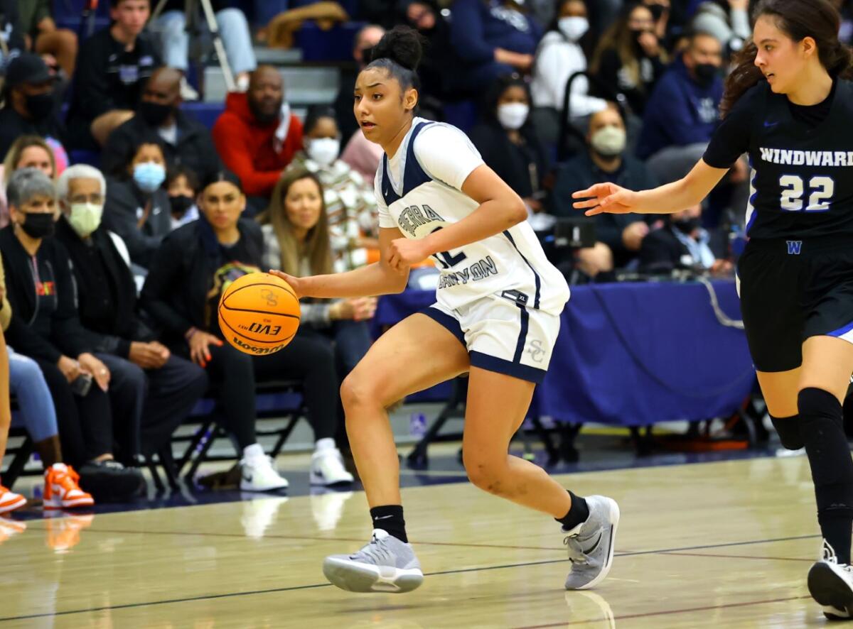 Juju Watkins of Sierra Canyon controls the ball during a game against Windward.