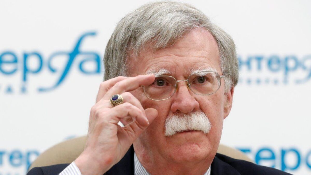 National security advisor John Bolton attends a news conference after his meeting with Russian President Vladimir Putin in Moscow on June 27, 2018. Bolton arrived in Moscow to prepare a possible U.S.-Russia summit.